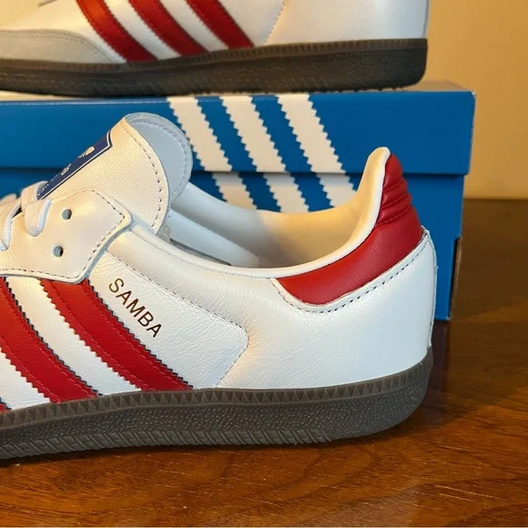 ADIDAS White/Scarlet Samba OG - Picture 3 of 11